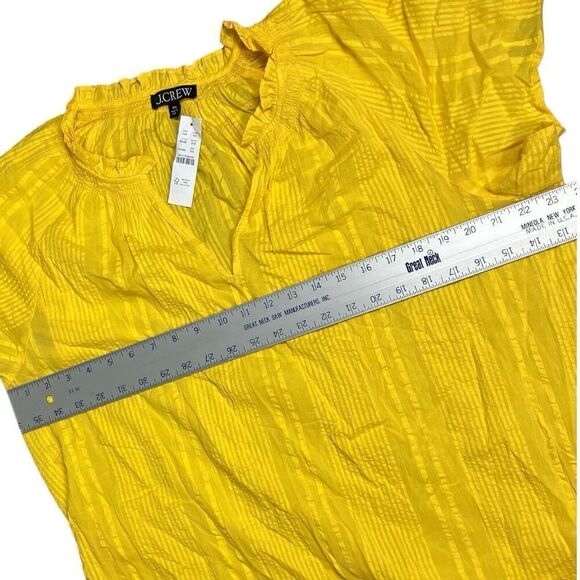 J.Crew Dress Women’s XXL Ruffle-trim tiered in cotton dobby yellow BR466 V-Neck - Picture 6 of 10